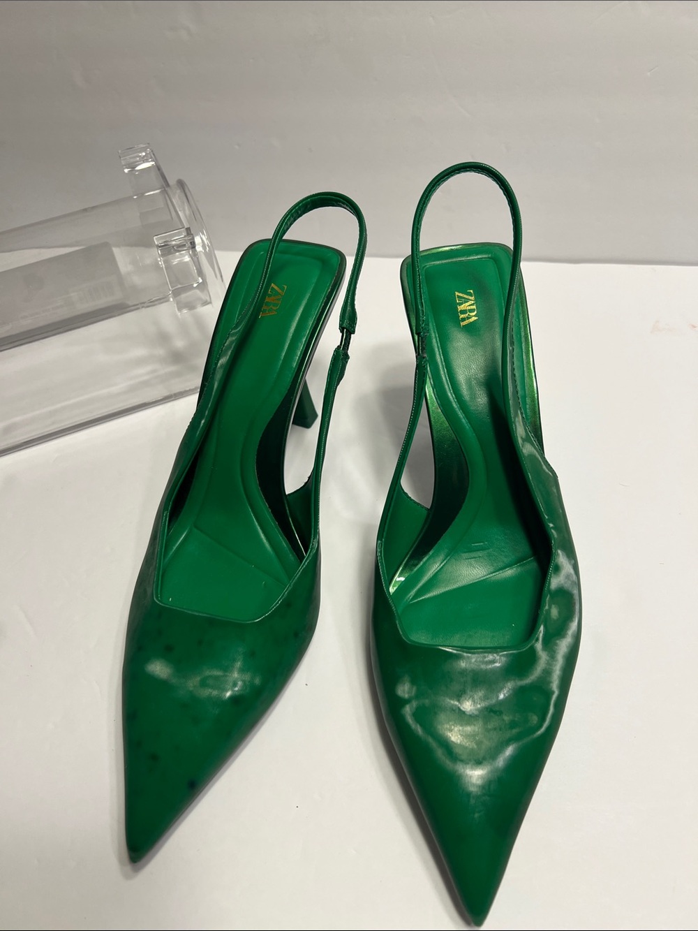 Zara Emerald Pointed Slingback Heels
